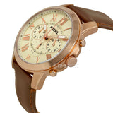 Fossil Grant Chronograph White Dial Brown Leather Strap Watch for Men - FS4991 Authentic Buy Shop Now