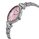 Emporio Armani Gianni T Bar Pink Mother of Pearl Dial Silver Steel Strap Watch For Women - AR1779 Authentic Buy Shop Now