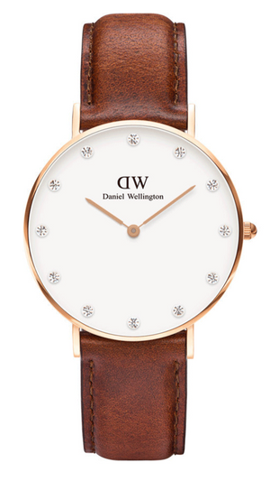 Daniel Wellington Classy St Mawes White Dial Brown Leather Strap Watch For Women - DW00100075 Authentic Buy Shop Now