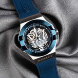 Maserati Potenza Automatic Skeleton Dial Blue Rubber Strap Watch For Men - R8821108035 Authentic Buy Shop Now