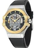 Maserati Potenza Automatic Skeleton Grey Dial Black Leather Strap Watch For Men - R8821108037 Authentic Buy Shop Now