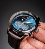 Maserati Traguardo Chronograph Blue Dial Brown Leather Strap Watch For Men - R8871612008 Authentic Buy Shop Now