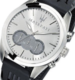 Maserati Traguardo Chronograph Silver Dial Black Rubber Strap Watch for Men - R8871612012 Authentic Buy Shop Now