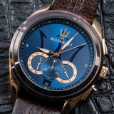Maserati Traguardo Chronograph Blue Dial Brown Leather Strap Watch For Men - R8871612024 Authentic Buy Shop Now
