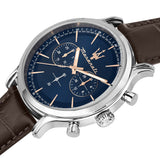 Maserati Epoca Chronograph Blue Dial Brown Leather Strap Watch For Men - R8871618014 Authentic Buy Shop Now