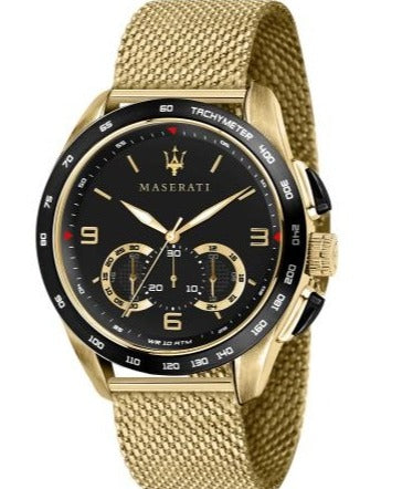 Maserati Traguardo 45mm Quartz Gold Black Dial Watch For Men - R8873612010 Authentic Buy Shop Now