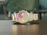 Guess Sugarrush Quartz Multicolor Dial Gold Steel Strap Watch For Women - GW0258L1 Authentic Buy Shop Now