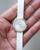 Calvin Klein Firm Silver Dial White Leather Strap Watch for Women - K3N231L6 Authentic Buy Shop Now