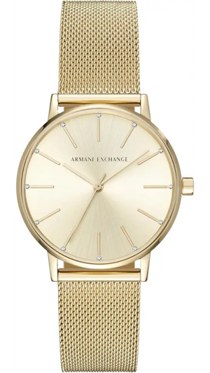 Armani Exchange Lola Analog Gold Dial Gold Mesh Strap Watch For Women - AX5536 Authentic Buy Shop Now