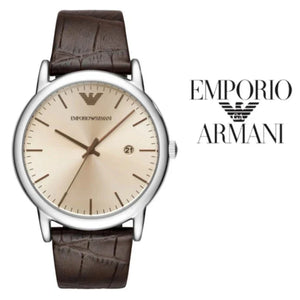 Emporio Armani Luigi Analog Bronze Dial Brown Leather Strap Watch For Men - AR11096 Authentic Buy Shop Now