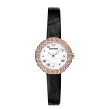 Emporio Armani Rosa Quartz Mother Of Pearl White Dial Black Leather Strap Watch For Women - AR11356 Authentic Buy Shop Now
