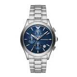 Emporio Armani Chronograph Blue Dial Silver Steel Strap Watch For Men - AR11528 Authentic Buy Shop Now