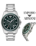 Emporio Armani Sportivo Chronograph Blue Dial Silver Steel Strap Watch For Men - AR6090 Authentic Buy Shop Now