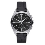 Emporio Armani Claudio Chronograph Black Dial Black Leather Strap Watch For Men - AR11542 Authentic Buy Shop Now