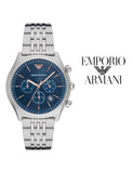 Emporio Armani Luigi Chronograph Quartz Blue Dial Silver Steel Strap Watch For Men - AR1974 Authentic Buy Shop Now
