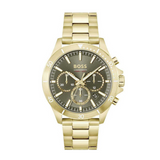 Hugo Boss Troper Chronograph Green Dial Gold Steel Strap Watch For Men - 1514059 Authentic Buy Shop Now