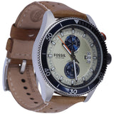 Fossil Wakefield Chronograph Cream Dial Brown Leather Strap Watch for Men - CH2951 Authentic Buy Shop Now