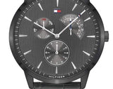 Tommy Hilfiger Brad Chronograph Quartz Grey Dial Grey Leather Strap Watch For Men - 1710388 Authentic Buy Shop Now