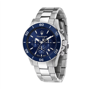 Maserati Competizione Chronograph Blue Dial Silver Steel Strap Watch For Men - R8873600002 Authentic Buy Shop Now