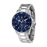 Maserati Competizione Chronograph Blue Dial Silver Steel Strap Watch For Men - R8873600002 Authentic Buy Shop Now