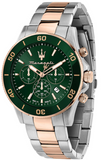 Maserati Competizione Chronograph Green Dial Two Tone Steel Strap Watch For Men - R8873600004 Authentic Buy Shop Now
