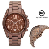 Michael Kors Bradshaw Chronograph Brown Dial Brown Steel Strap Watch For Women - MK6247 Authentic Buy Shop Now