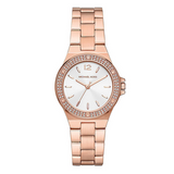 Michael Kors Lennox Three Hand Silver Dial Rose Gold Steel Strap Watch For Women - MK7279 Authentic Buy Shop Now