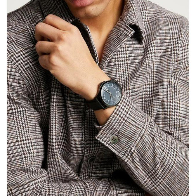 Armani Exchange Hampton Quartz Blue Dial Black Leather Strap Watch for Men - AX2411 Authentic Buy Shop Now