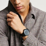 Armani Exchange Hampton Quartz Blue Dial Black Leather Strap Watch for Men - AX2411 Authentic Buy Shop Now