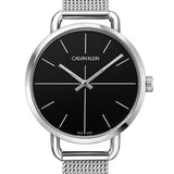 Calvin Klein Even Black Dial Silver Mesh Bracelet Watch for Women - K7B23121 Authentic Buy Shop Now