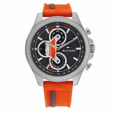 Tommy Hilfiger Clark Chronograph Grey Dial Orange Rubber Strap Watch For Men - 1792084 Authentic Buy Shop Now
