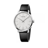Calvin Klein Even White Dial Black Leather Strap Watch for Women - K7B211C6 Authentic Buy Shop Now