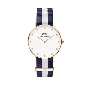Daniel Wellington Classy Glasgow White Dial Two Tone Nylon Strap Watch For Women - DW00100078 Authentic Buy Shop Now