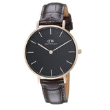 Daniel Wellington Classic Petite York Black Dial Brown Leather Strap Watch For Women - DW00100170 Authentic Buy Shop Now