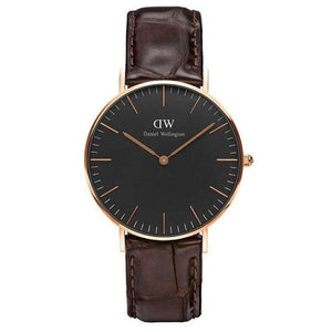 Daniel Wellington Classic York Black Dial Brown Leather Strap Watch For Women - DW00100140 Authentic Buy Shop Now