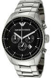 Emporio Armani Sportivo Chronograph Black Dial Silver Stainless Steel Watch For Men - AR0585 Authentic Buy Shop Now
