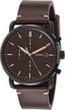 Fossil Commuter Chronograph Black Dial Brown Leather Strap Watch for Men - FS5403 Authentic Buy Shop Now