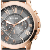 Fossil Grant Chronograph Grey Dial Black Leather Strap Watch for Men - FS5085 Authentic Buy Shop Now