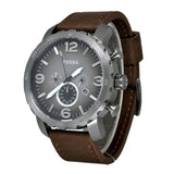 Fossil Nate Chronograph Grey Dial Brown Leather Strap Watch for Men - JR1424 Authentic Buy Shop Now
