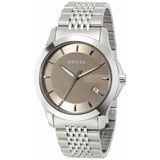 Gucci G Timeless Brown Dial Silver Steel Strap Watch For Men - YA126406 Authentic Buy Shop Now