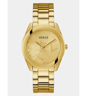 Guess Cubed Analog Gold Dial Gold Steel Strap Watch For Women - GW0606L2 Authentic Buy Shop Now