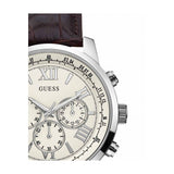 Guess Horizon Chronograph White Dial Brown Leather Strap Watch For Men - W0380G2 Authentic Buy Shop Now