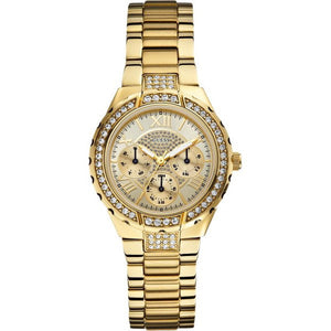 Guess Viva Diamonds Gold Dial Gold Steel Strap Watch for Women - W0111L2 Authentic Buy Shop Now