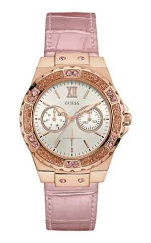 Guess Limelight Quartz Analog White Dial Pink Leather Strap Watch For Women - W0775l3 Authentic Buy Shop Now