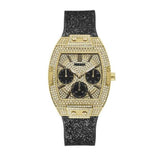 Guess Raven Diamonds Champagne Dial Black Rubber Strap Watch For Women - GW0105L2 Authentic Buy Shop Now