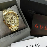 Guess Sunrise Chronograph Gold Dial Gold Steel Strap Watch For Women - W0330L1 Authentic Buy Shop Now