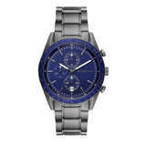 Michael Kors Accelerator Chronograph Blue Dial Grey Steel Strap Watch For Men - MK9111 Authentic Buy Shop Now