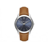 Michael Kors Slim Runway Analog Blue Dial Brown Leather Strap Watch For Men - MK8508 Authentic Buy Shop Now