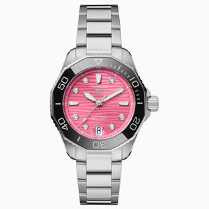 Tag Heuer Aquaracer Professional 300 Automatic Diamonds Pink Dial Silver Steel Strap Watch for Women - WBP231J.BA0618 Authentic Buy Shop Now