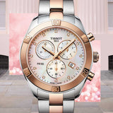 Tissot PR 100 Sport Chic Chronograph Diamonds Mother of Pearl Dial Two Tone Steel Strap Watch for Women - T101.917.22.116.00 Authentic Buy Shop Now